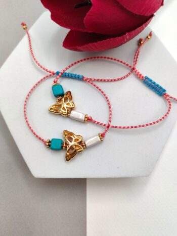 Βραχιόλι "Μαρτάκι" με επίχρυσα στοιχεία & κεραμεικές χάντρες #381586