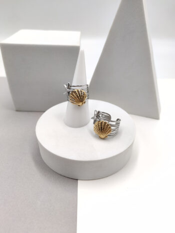 Δαχτυλίδι ατσάλινο δίχρωμο με καλοκαιρινά σχέδια #552752