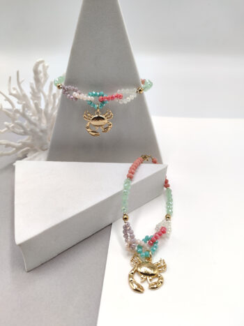 Βραχιόλι ατσάλινο με κρύσταλλα & καβούρι #722867