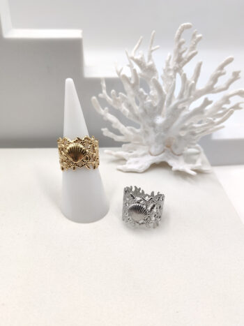 Δαχτυλίδι ατσάλινο με ανάγλυφα καλοκαιρινά μοτίφ #552895