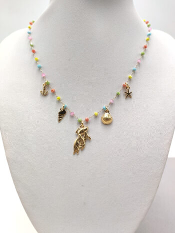 Κολιέ ατσάλινο με κρύσταλλα & επίχρυσα στοιχεία #822922