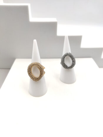 Δαχτυλίδι ατσάλινο οβάλ με zircon #702964