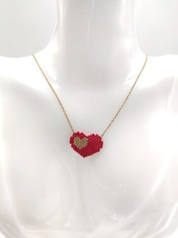 Κολιέ ατσάλινο με χάντρες miyuki & καρδιές #642969