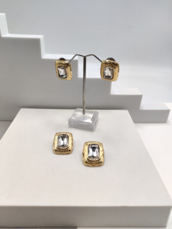 Σκουλαρίκια ατσάλινα με κρύσταλλα #722986