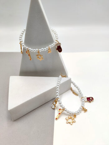 Βραχιόλι lucky charm με πέρλες & επίχρυσα στοιχεία #793085