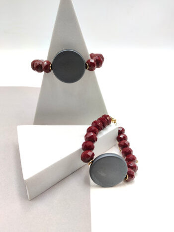 Βραχιόλι με κρύσταλλα & μοτίφ από καουτσούκ #693086