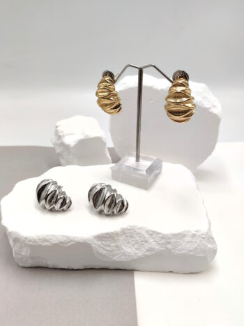 Σκουλαρίκια ατσάλινα ανάγλυφα #723107