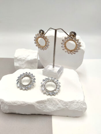 Σκουλαρίκια επίχρυσα με στρας #703114