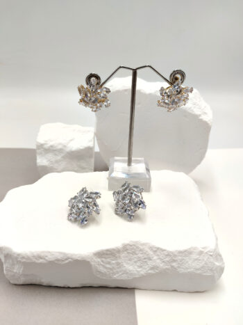 Σκουλαρίκια επίχρυσα λουλούδια με στρας #703113