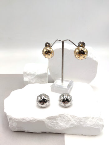 Σκουλαρίκια ατσάλινα πομπέ με κρύσταλλα #703110