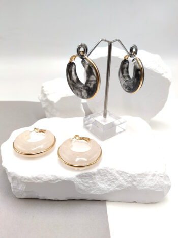 Σκουλαρίκια ατσάλινοι κρίκοι με ρητίνη #723109