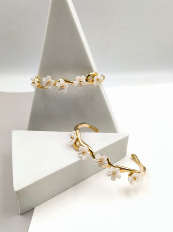 Βραχιόλι ατσάλινο με ακρυλικά λουλούδια #773192