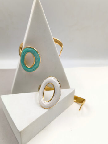 Βραχιόλι ατσάλινο με άνοιγμα & σμάλτο #753194