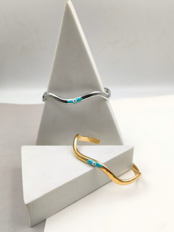 Βραχιόλι ατσάλινο με μάτι από σμάλτο #743191