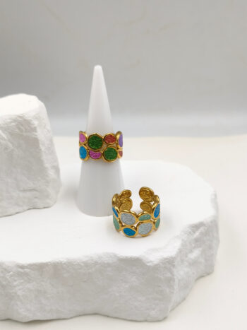 Δαχτυλίδι ατσάλινο με σμάλτο #553174