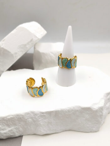 Δαχτυλίδι ατσάλινο με σμάλτο #553173