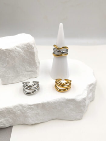 Δαχτυλίδι σεβαλιέ ατσάλινο τριπλό #553167