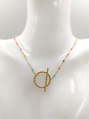 Κολιέ ατσάλινο με χάντρες από σμάλτο #793182