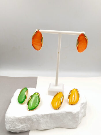 Σκουλαρίκια ατσάλινα με ρητίνη #743177