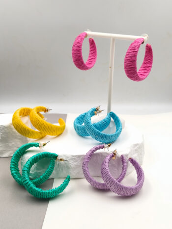 Σκουλαρίκια επίχρυσοι κρίκοι με ψάθα #693175