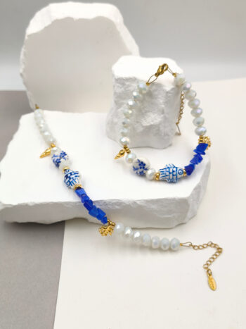 Βραχιόλι με κρύσταλλα & κεραμικές χάντρες #753339