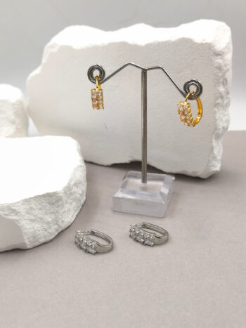 Σκουλαρίκια ατσάλινα με zircon #653413