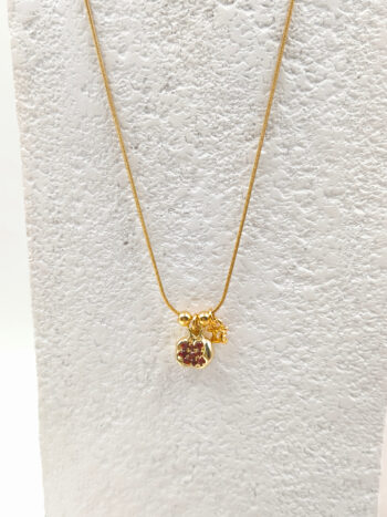 Κολιέ lucky charm ατσάλινο με επίχρυσα μοτίφ & zircon #653626